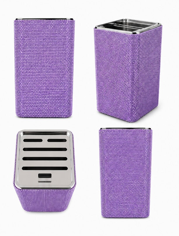 Purple Rain Rhinestone Knife Set with Knife Block