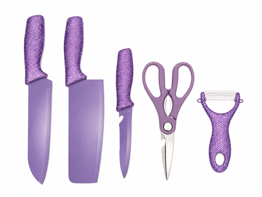 Purple Rain Rhinestone Knife Set with Knife Block